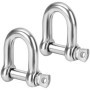Belle Vous Manille de Levage M15 à Vis en Forme de D avec Goupilles (Lot de 2) - Manille INOX Solides - Epaisseur 1,5 cm et Capa