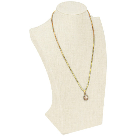 BELLE VOUS Presentoir Collier Buste en Lin - 11,3 x 10,2 x 30 cm - Porte Bijoux pour Ras de Cou, Pendentifs, Chaînes et Colliers