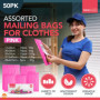 Lot de 50 sacs postaux roses assortis pour envoi de vêtements, sacs postaux, sacs postaux pour vêtements, tailles mixtes, sacs d