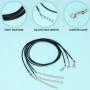 Kurtzy Paquet de 120 Cordons de Collier en Polyester Ciré Noir avec Chaîne et Fermoir Mousqueton - 50cm - pour Fabrication de Bi