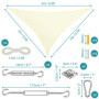 Belle Vous Toile Ombrage Triangle Crème - Voile d Ombrage 2 x 2 x 2 m Imperméable avec Cordes - Abri de Jardin, de Patio ou d’Ar