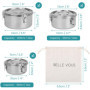BELLE VOUS Lot de 3 Lunch Box en Acier Inoxydable avec Sac - Boite Alimentaire Inox Étanche - Collations - Fruits - Céréales - S