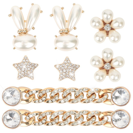 OWill 8PCS Accessoires de Chaussure en Strass, Breloques de Chaussures pour Femme Sabots Ornements de Chaussure Bricolage, Décor