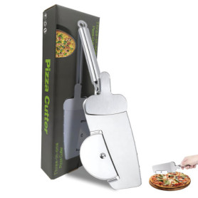Roulette à pizza professionnelle en acier inoxydable, multifonction, avec pelle à pizza, anneau de suspension pour le lavage au 