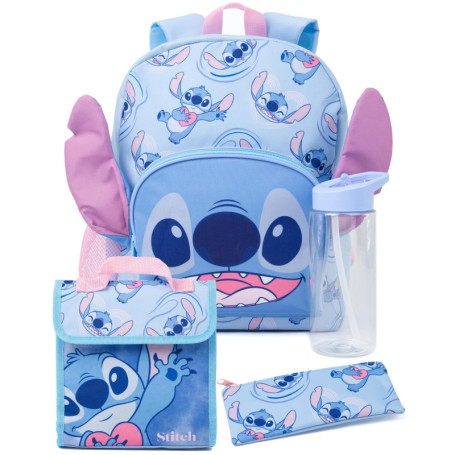 Disney Lilo and Stitch Sac à Dos pour Fille | Sac à Dos d'école avec Oreilles 3D et Bouteille d'eau | Sac à Dos pour la rentrée 
