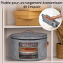 Winter Shore Boite Chapeau Ronde Grise - Grand Organisateur de Chapeaux Pliable avec Fermeture Éclair, Fenêtre Transparente, Poi
