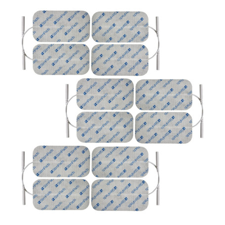 StimPads Lot de 12 électrodes EMS et TENS - 50 x 90 mm - Avec connecteur universel à broches de 2 mm - Électrodes adhésives fiab