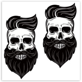 SkinoEu® 2 x Autocollants Vinyle Stickers Skull Crâne Barbe à la Mode pour Voiture Moto fenêtre Porte Casque Scooter vélo Motocy