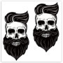 SkinoEu® 2 x Autocollants Vinyle Stickers Skull Crâne Barbe à la Mode pour Voiture Moto fenêtre Porte Casque Scooter vélo Motocy