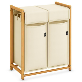 AdelDream Panier à linge trieuse de linge avec 2 compartiments avec sac à linge amovible chariot à linge collecteur de linge en 