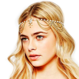 Yean Strass Bandeaux chaînes pour femmes, avec pendentif, de style bohème, doré