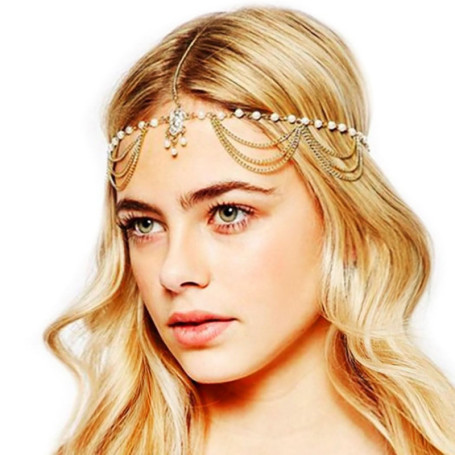 Yean Strass Bandeaux chaînes pour femmes, avec pendentif, de style bohème, doré