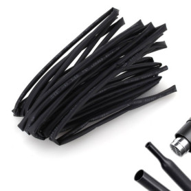 Tube rétractable, diamètre 3 mm Gaine thermorétractable noir de 5 mètres, pour matériel de pêche, isolation électrique, faisceau