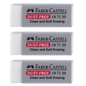 FABER-CASTELL Lot de 3 Gommes en plastique Dust-Free grise