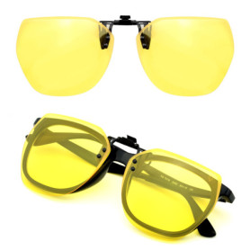 CREYESTAL Clip Lunettes Conduite de Nuit Polarisées, Anti-Eblouissement et Ultra léger, Surlunettes Verres Jaunes, Homme, Femme,