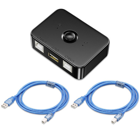 Commutateur de partage d'imprimante USB 2.0 - 2 ports USB avec lumière LED - 2 ordinateurs partagent 1 imprimante - Commutateur 