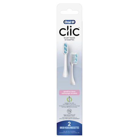 Oral-B Clic Lot de 2 têtes de brosse à dents Sensitive Clean Blanc
