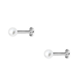 DENI 2 piercings pour tragus, labret avec boule perle synthétique de 3 mm, bâton long 8 mm, épaisseur standard 1,2 mm., 8mm larg