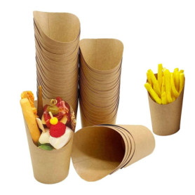 JCAKES Lot de 50 gobelets en papier kraft, gobelets à charcuterie, sacs à frites, sacs à gobelet, bols à frites, bols à frite, g