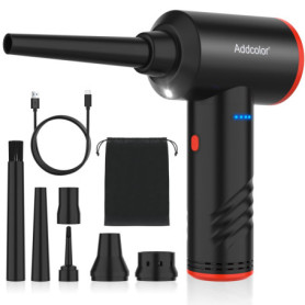 ADDCOLOR Souffleur Air Comprimé, Air Comprimé Duster 3 Vitesses, MAX. 100 000 tr/min, 6000 mAh Batterie Plumeau Air, Dépoussiéra