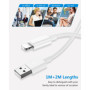 Cable iPhone 1M+2M/Lot de 2, [Certifié MFi] Cable iphone USB 2M Câble Lightning Fil Chargeur iphone Cable Charge Rapide Cordon p