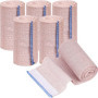 6 Pièces Bandage Compression Élastique Fermeture Velcro Sans Latex Lavable And Réutilisable Pour Avec Crochets Rouleaux De Bande