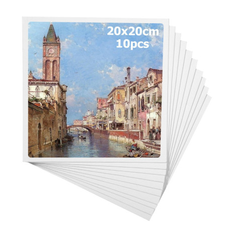 Toile Peinture 20x20cm(10 pièces),3 mm d'épaisseur,Toiles en Coton pour Tableau Peinture, pour Enfants, Débutants et Artistes