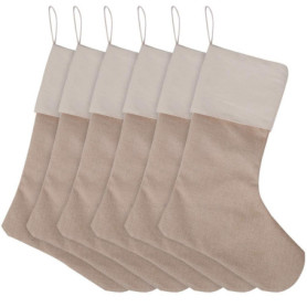 Feelava Bas de Noël en Toile de Jute 6 pièces, Sacs de Noël Suspendus Bas de Noël Vacances Arbre de Noël cheminée Ornements Susp