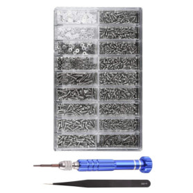 Kit de réparation de lunettes, kit de réparation de lunettes avec vis de tailles assorties avec mini tournevis 5 en 1 et pince à