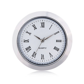 Shoppewatch Mini Horloge Insert à Mouvement à Quartz Rond 1 7/16 (35 mm) Miniature Horloge s'adapter à Cadran Blanc Argenté Cadr