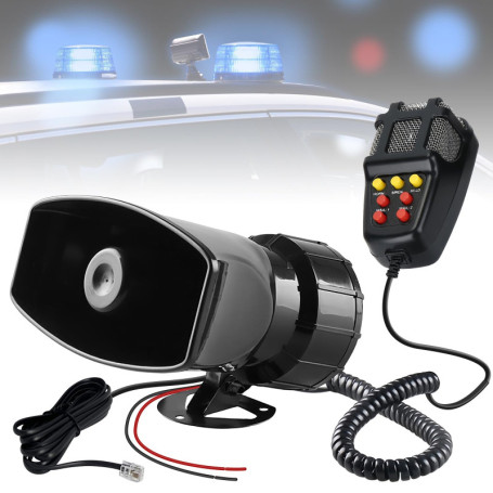Sirène De Voiture Haut-Parleur,12V 100W 7 Ton Sound Klaxon Voiture,Klaxon De voiture Sirène,Sirène De Voiture Avec Micro,Car Sir