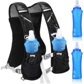 Gilet Hydratation Running avec 2 Soft Flask 500 ML, Réfléchissant Gilet d'hydratation de Course à Pied pour Femmes et Hommes, Sa