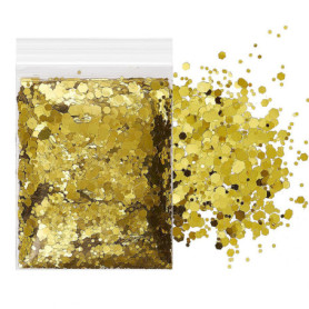 50 g de Paillettes Dorées Faites à la Main, Poudre pour Vêtements et Artisanat - Remplies à la Main