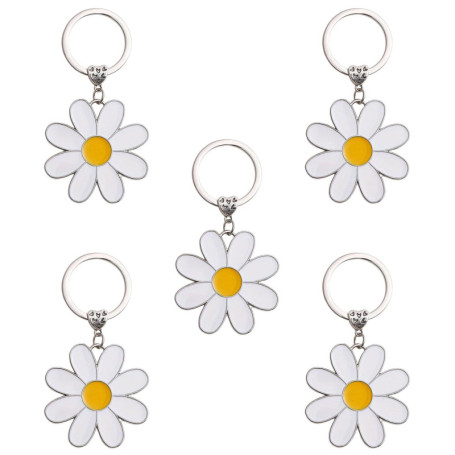 Morceaux De Clés De Marguerite, Chaîne De Clés De Fleurs Créative, Pendentif Clé en Métal, Ornementation Suspendue De Poche, Acc