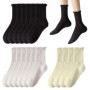 COACOM Lot de 8 paires de chaussettes à volants en coton plissé pour femme - Chaussettes élastiques mi-mollet (noir, blanc, blan