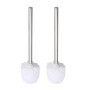 Lot de 2 brosses WC avec manche en acier inoxydable, brosse WC à long manche, diamètre 8 cm, tête de brosse remplaçable (blanc)