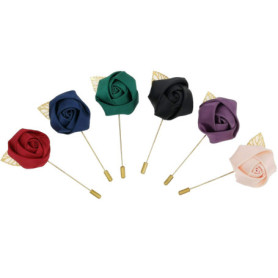 Revers Fleur Pin,6 Pack Boutonnière Revers pour Homme Boutonnière Fleur en Satin Épinglette Fleur Broches pour Hommes Costume Ma