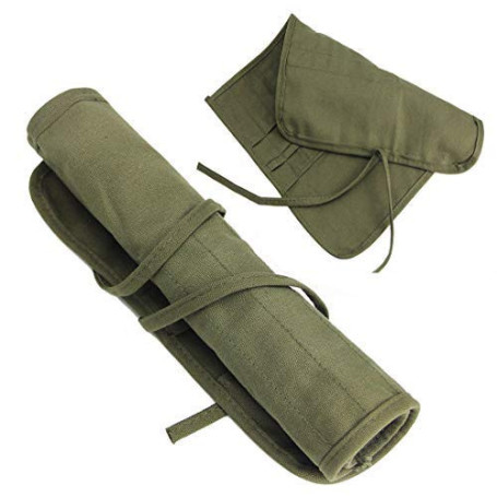 iwobi Sac a Crayon de Toile pour Aquarelles,Peinture à L’huile Pinceaux, Brosses, Rouleaux (Crayons non Inclus)