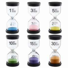 Minuteur sablier 6 Couleurs,Sablier Colore kit,Sablier pour Enfant1/3/5/10/25/30 Minutes,Convient pour étudier, se brosser Les D