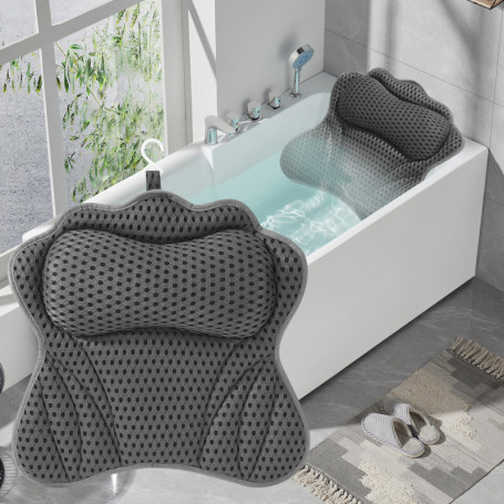 Coussin Baignoire, Coussin de Baignoire,Coussin Baignoire Adulte avec technologie 4D air mesh et avec 6 ventouses antidérapantes
