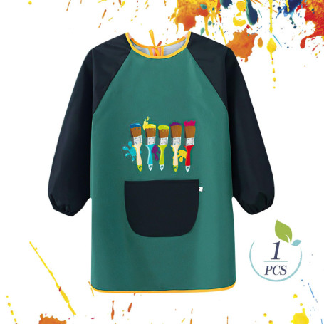 Blouse Peinture Enfant, Tablier Peinture Enfant 6-12 Ans, Blouse Imperméable Peinture, Blouse Enfant École avec Manches, Tablier