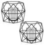 Gvolatee Lot de 2 Bougeoir Géométriques en Métal, Noir Support Bougie, Vintage Chandelier Décoratif, Bougeoirs Pilier pour Centr