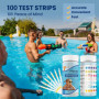 7 en 1 Testeur pour Eau de Piscine et Spa, 100 test pour tester chlore libre, le chlore total, le brome, la dureté totale, l’alc