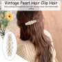 Élégante barrette à cheveux française - Barrette dorée avec perles - Accessoire de cheveux vintage de luxe - Pour mariage