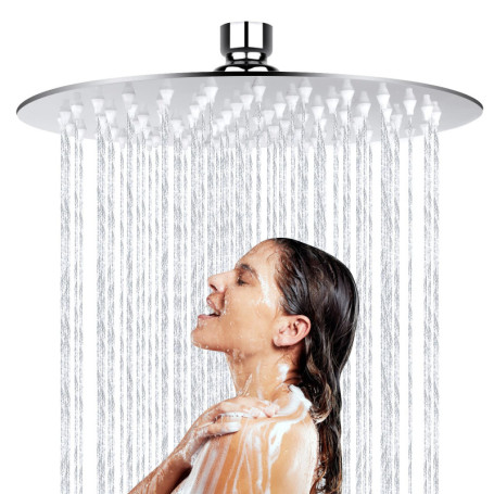 Tête de Douche 20cm Acier Inoxydable 304, Pommeau de Douche Rond 8 Pouces, Rotatif 360° Shower Head, Haute Pression, Economie d'