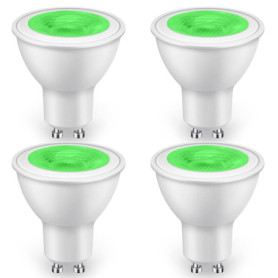 GlowsLand Ampoule LED GU10 5W 500LM Vert, lampe LED Verte non dimmable pour éclairage paysager, décoratif, d'ambiance (lot de 4)
