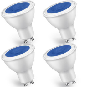 Lot de 4 ampoules LED GU10 bleues de 5 W, équivalentes à des ampoules halogènes de 50 W, 500 lm, non dimmables, angle de faiscea