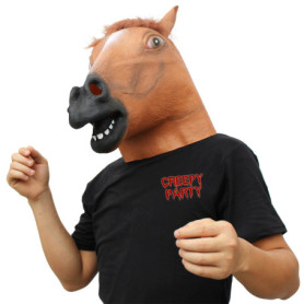 CreepyParty Costume d'halloween Fête Masque de Latex Tête Animale Cheval(Marron)