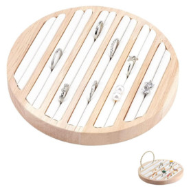 YANGWEN Plateau Présentoir Bijoux en Bois, 6 Fentes Anneau Bague Boucle d'oreille Affichage Support Stockage,Blanc Insérer Organ