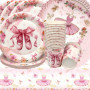 Doyomtoy Vaisselle de Fête Ballerine Anniversaire Fille Vaisselle Papier Set Assiettes en Papier Serviettes Tasses pour Fête à T